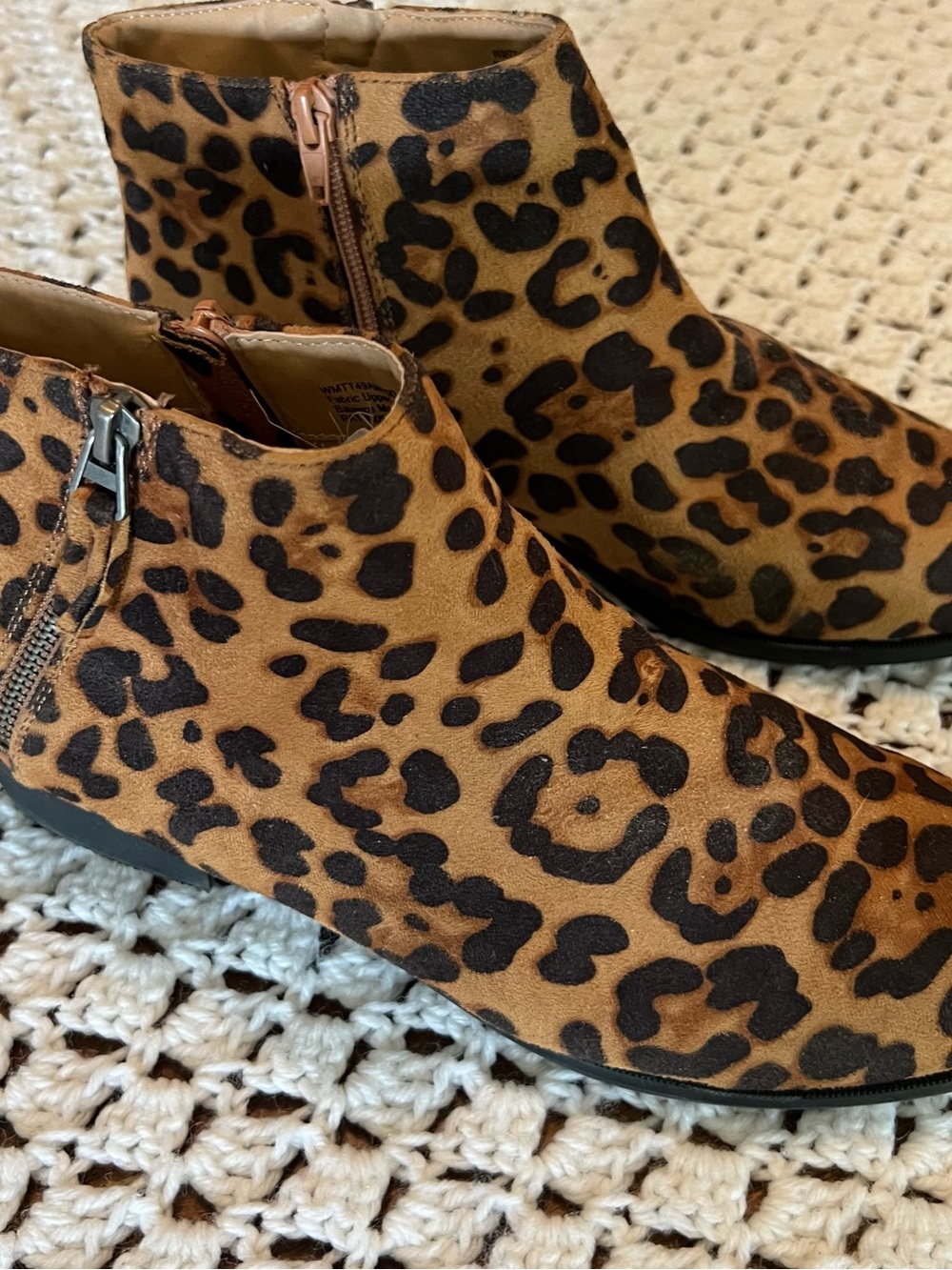 Time and Tru Leopard Print Ankle Boots in Tan and Black